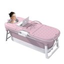 Ver imagem 1 de Banheira Ofurô Dobrável Portátil Adulto 148 Cm Rosa 260 Litros com Suporte Vg+