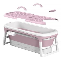 Banheira Ofurô Dobrável Portátil Adulto 148 Cm Rosa 260 Litros com Suporte Vg+ - 4