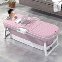 Ver imagem 2 de Banheira Ofurô Dobrável Portátil Adulto 148 Cm Rosa 260 Litros com Suporte Vg+