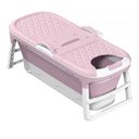 Ver imagem 3 de Banheira Ofurô Dobrável Portátil Adulto 148 Cm Rosa 260 Litros com Suporte Vg+