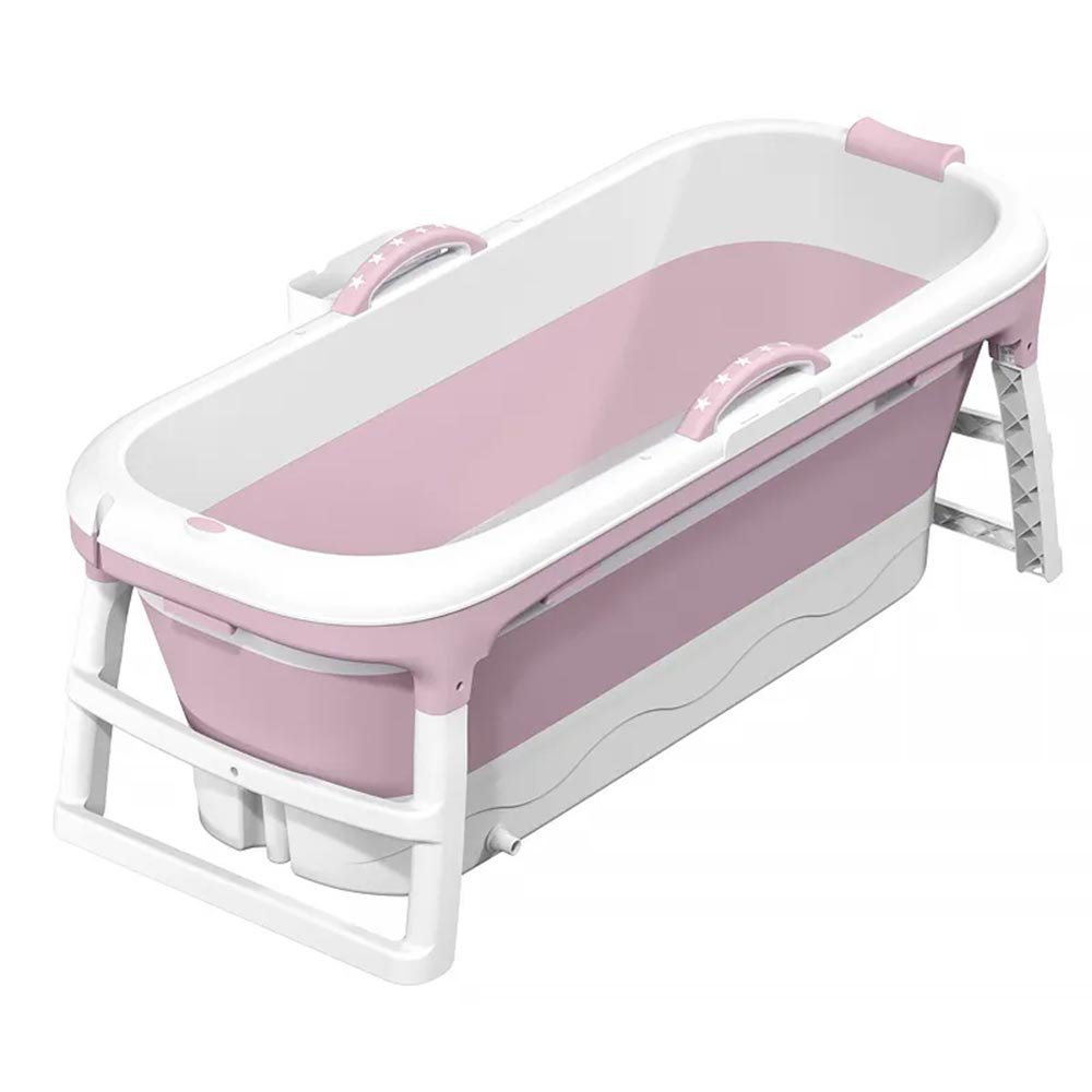 Banheira Ofurô Dobrável Portátil Adulto 148 cm Rosa 260 Litros Com Suporte VG+ - 5