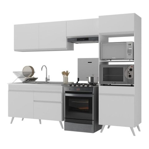 Armário de Cozinha Compacta 252cm Veneza Multimóveis V3693 Branco