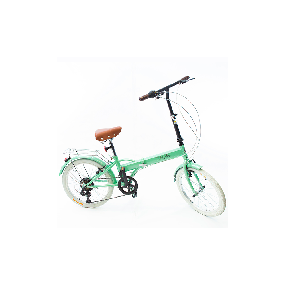 Bicicleta Dobrável Fenix Verde Light Kit Marcha Shimano 6 Velocidades Echo Vintage