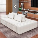 Ver imagem 2 de Sofá Ilha e Puff Sala Living 245cm Siesta M22 Boucle Bege Claro - Mpozenato
