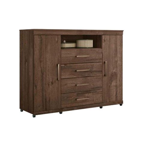 Cômoda de Quarto Master 2 Portas +1 nicho e 4 Gavetas Ébano - Santos Andirá