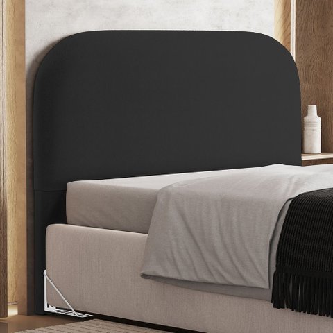 Cabeceira Cama Box King 195cm Orgânica Lanna W01 Bouclê Preto - Lyam Decor