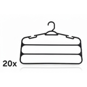 Ver imagem 1 de Kit 20 Cabides Pretos para Calças 3 Divisórias Reforçado - Organizador de Roupas Jeans e Social
