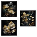 Ver imagem 1 de Kit 3 Quadros 50cm X 50cm Folhas Douradas Tropical Artes 