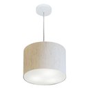Ver imagem 1 de Lustre Pendente Cilíndrico Md-4210 Cúpula em Tecido 30x25cm Linho Bege - Bivolt