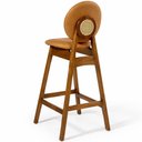Ver mais imagens de Kit 06 Banquetas Alta para Cozinha Bar Estofada Rattan Ibis L02 Couríssimo Whisky - Lyam Decor