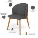 Ver imagem 5 de Kit 05 Cadeiras de Jantar e Estar Living Estofada Mia L02 Linho Cinza Escuro - Lyam Decor