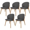 Ver imagem 1 de Kit 05 Cadeiras de Jantar e Estar Living Estofada Mia L02 Linho Cinza Escuro - Lyam Decor