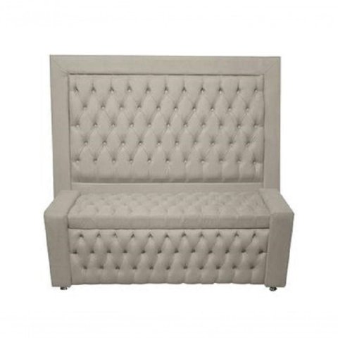 Kit Cabeceira de Cama Box e Calçadeira Baú Retro Capitonê Botão Encapados Casal 140 Cm Suede
