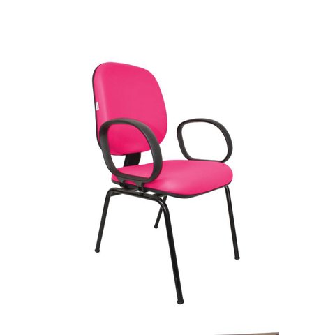 Cadeira Fixa Diretor Fire - Couro Sintetico Corano - Pink