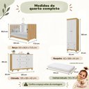 Ver mais imagens de Quarto de Bebê Completo com Berço Americano 3 em 1 p/Colchão 130x70cm Flor Multimóveis MP4936