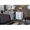 Ver imagem 1 de Mesa de Cabeceira Madri Retrô com Pés Palito 3 Gavetas Branco Cacau