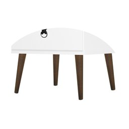 Mesa de Cabeceira Madri Retrô com Pés Palito 3 Gavetas Branco Cacau - 6