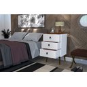 Ver imagem 3 de Mesa de Cabeceira Madri Retrô com Pés Palito 3 Gavetas Branco Cacau