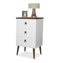 Ver imagem 2 de Mesa de Cabeceira Madri Retrô com Pés Palito 3 Gavetas Branco Cacau