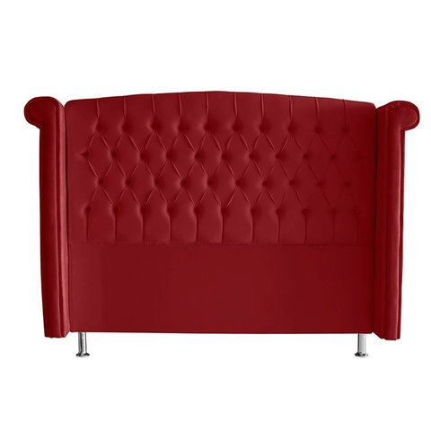 Cabeceira de Cama Box Toquio Casal 140 Cm Suede Vermelho do Lar Móveis e Decoração