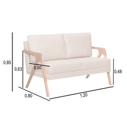 Kit 2 Poltronas Mona Luxo e Namoradeira Mona Linho Bege - 5