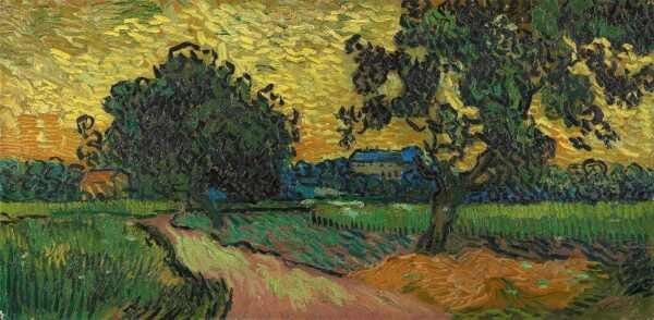 Paisagem ao Crepúsculo - van Gogh - Tela 30x61 Para Quadro - 1