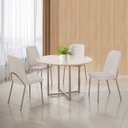 Ver imagem 1 de Conjunto Sala de Jantar Mesa com 4 Cadeiras California Bege/Champagne/Boucle a-518 (Bege) - Tampo Off White