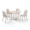 Ver imagem 2 de Conjunto Sala de Jantar Mesa com 4 Cadeiras California Bege/Champagne/Boucle a-518 (Bege) - Tampo Off White