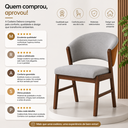 Ver imagem 3 de Kit 6 Cadeira Sala Jantar Madeira Maciça Linho Facto Débora:Cinza Linho/Castanho