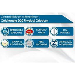 Colchonete Solteiro D20 Physical Multiuso Viagem Camping (88x188x8) - Ortobom - 2