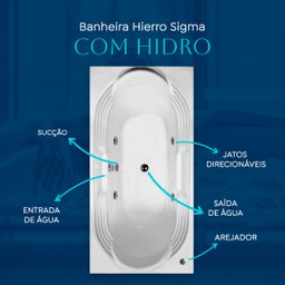 Banheira Retangular Hierro Sigma com Hidro em Acrílico - 4