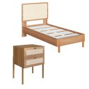 Ver imagem 1 de Kit Cama Solteiro com Mesa Cabeceira Palhinha Oslo Hanover 27058
