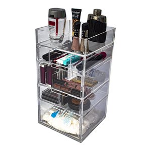 Gaveteiro Acrílico Organizador Maquiagem Compacto 4 Gavetas Centauri Acrílicos GAV-4-CPT