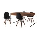 Ver imagem 6 de Mesa Jantar Industrial Retangular Amêndoa 137X90Cm Base Ferro Preto C/4 Cadeiras Pretas Amendoa