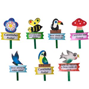 3 Placas com Frases Casa e Jardim Decorativas em Madeira - Garder