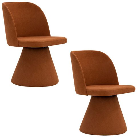 Kit 02 Cadeiras de Jantar Liz Base Fixa Linho Terracota - Nexta Casa