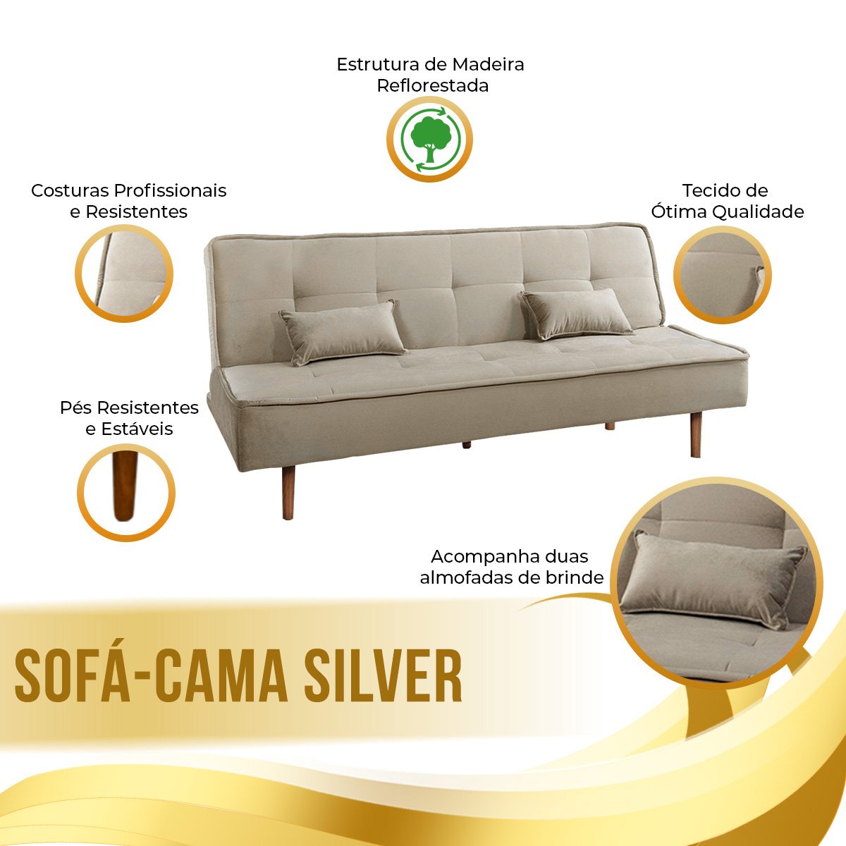Sofá Cama Silver 3 Lugares Reclinável Suede 192 Cm Speciale Home - 5