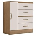 Ver imagem 1 de Cômoda 4 Gavetas 1 Porta Lite Nature Off White 81cm Quarto Sapateira Mdp