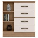 Ver imagem 4 de Cômoda 4 Gavetas 1 Porta Lite Nature Off White 81cm Quarto Sapateira Mdp
