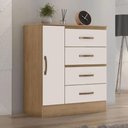Ver imagem 3 de Cômoda 4 Gavetas 1 Porta Lite Nature Off White 81cm Quarto Sapateira Mdp