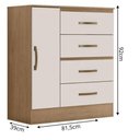 Ver imagem 2 de Cômoda 4 Gavetas 1 Porta Lite Nature Off White 81cm Quarto Sapateira Mdp