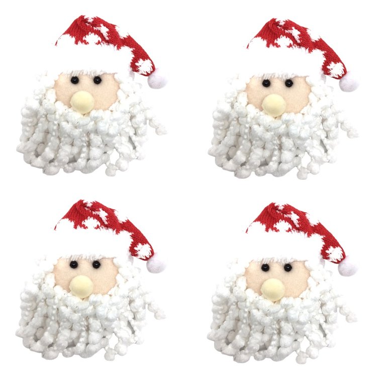 Jogo Carinha Papai Noel Pelúcia Premium 15cm 4 Unidades - Master Christmas