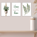 Ver imagem 2 de Kit 3 Quadros Decorativos sem Moldura Folhagens Ramos Frases