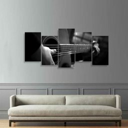 Quadro Violão Música decorativo Mosaico 5 Peças - 1