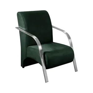 Poltrona Suede Vênus Decorativa Braço de Alumínio:verde