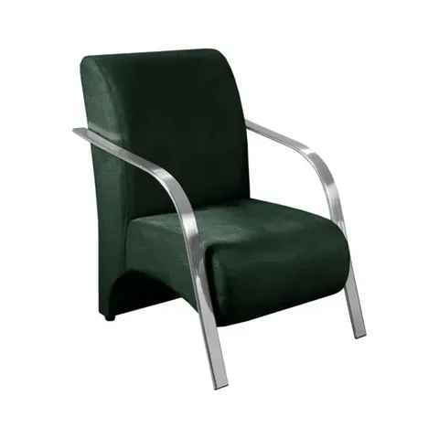 Poltrona Suede Vênus Decorativa Braço de Alumínio:verde