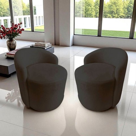 Kit 2 Poltronas Decorativa Yara Orgânica Bouclé Marrom