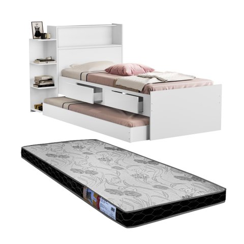 Bicama Solteiro com Cama Auxiliar Acompanha 01 Colchão