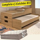 Ver imagem 1 de Bicama Solteiro Elis com 2 Colchões D33 Gold Espuma Cor: Am