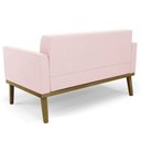 Ver imagem 7 de Sofá Namoradeira Base Madeira Castanho Ana Suede Rosa Bebê - Ibiza